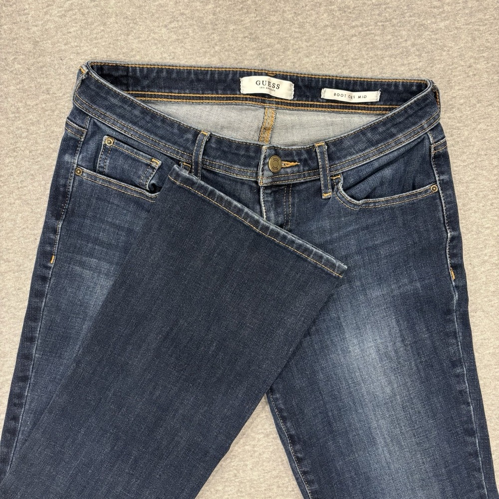 Guess Boot Cut Mid Jeans Women's Size 29x31 Blue Dark Wash Denim Faded Y2K Style